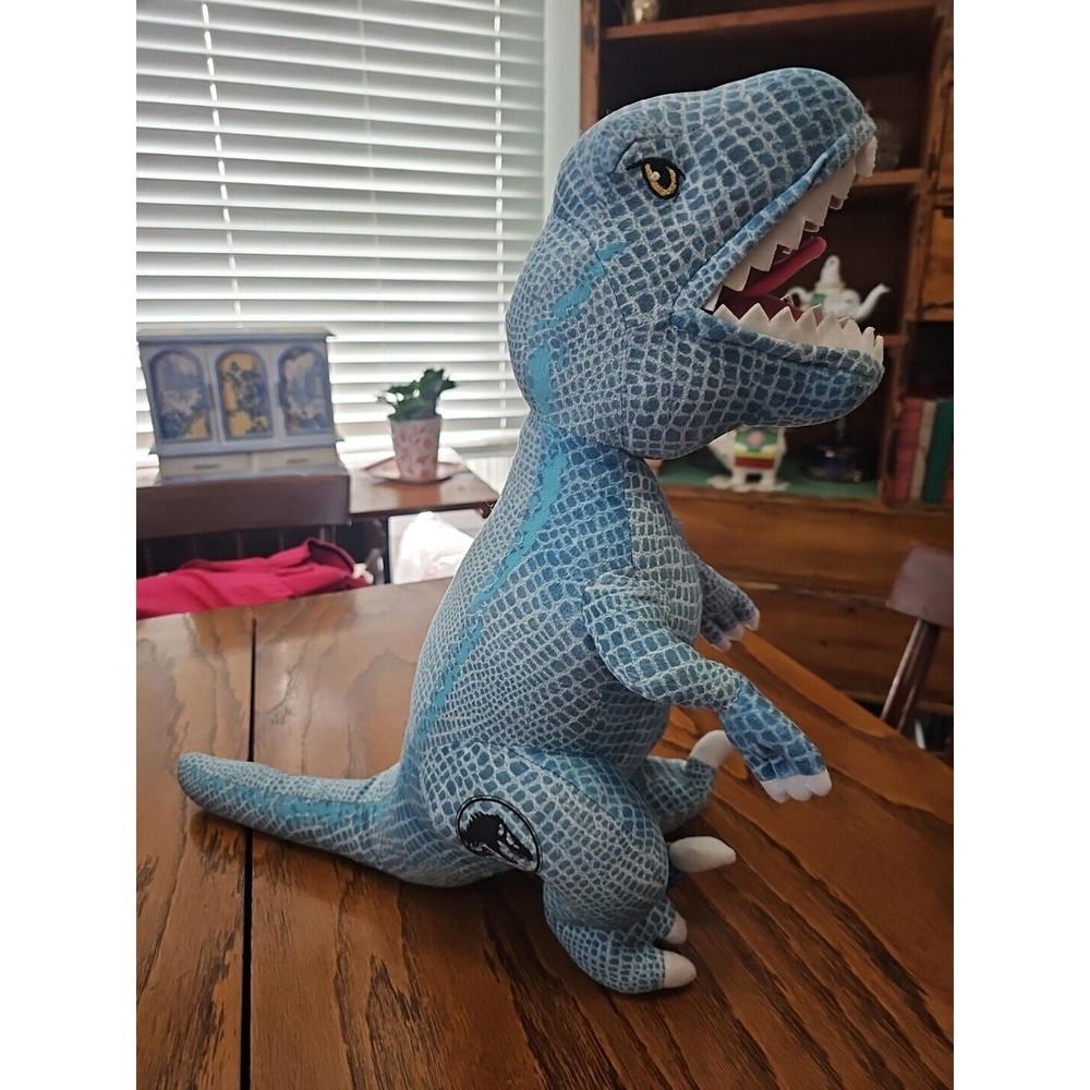 Jurassic Park World Blue T-Rex Velociraptor Dinosaur 18" Plush Stuffed Animal